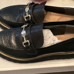 Gianni Bini Black Loafers with Silver Accents